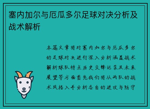 塞内加尔与厄瓜多尔足球对决分析及战术解析
